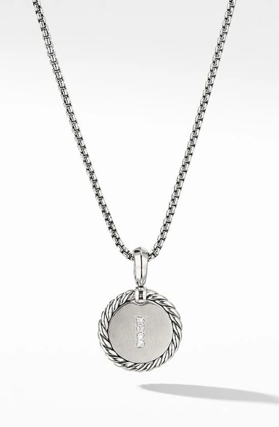 Shop David Yurman Initial Charm Necklace With Diamonds In Silver/ Diamond-i