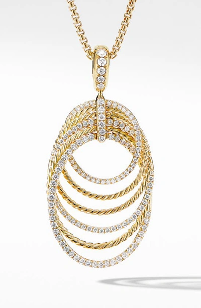 Shop David Yurman Origami Pendant Necklace In Yellow Gold/ Diamond