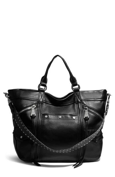 Shop Aimee Kestenberg Fair Game Convertible Leather Tote Bag In Black Gloved Tanned