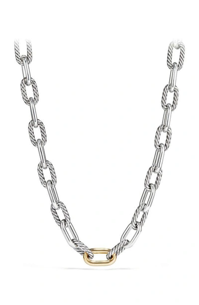 Shop David Yurman Dy Madison Chain Large Necklace With 18k Gold In Silver/ Gold