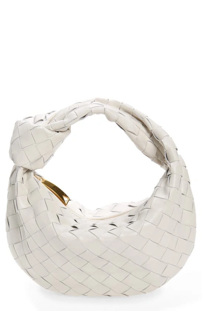 Shop Bottega Veneta Mini Jodie Leather Hobo In White Gold