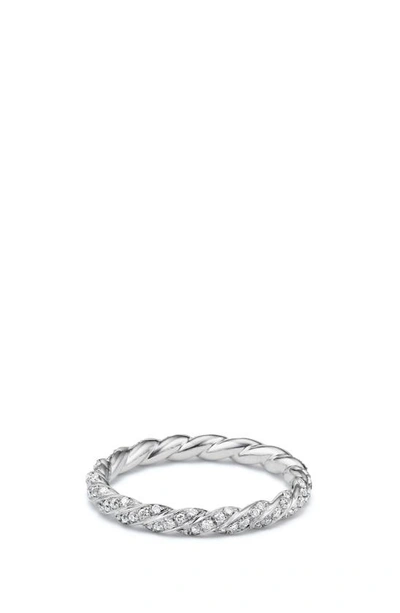 Shop David Yurman 2.7mm Paveflex Ring With Diamonds In White Gold/ Diamond