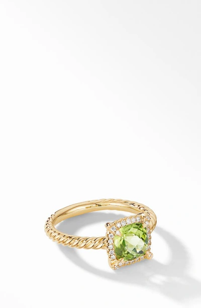 Shop David Yurman Petite Chatelaine® Pavé Bezel Ring In Peridot
