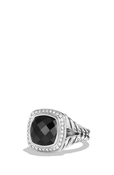 Shop David Yurman Albion Ring With Semiprecious Stone And Diamonds In Black Onyx
