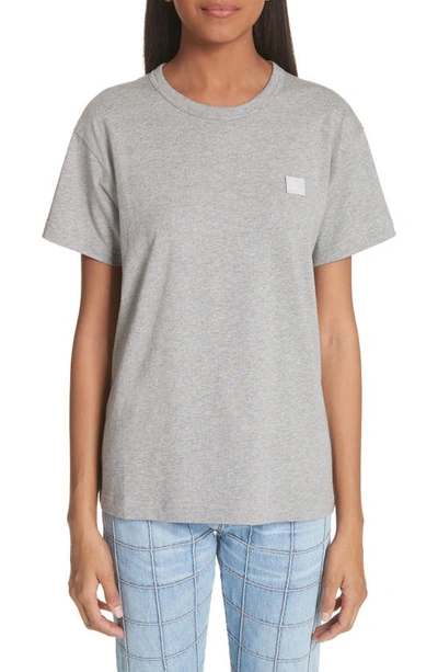 Shop Acne Studios Gender Inclusive Nash Face Patch T-shirt In Light Grey Melange