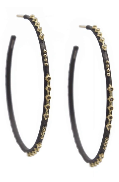 Shop Armenta Old World Multi-crivelli Hoop Earrings In Blackened Silver/ Gold