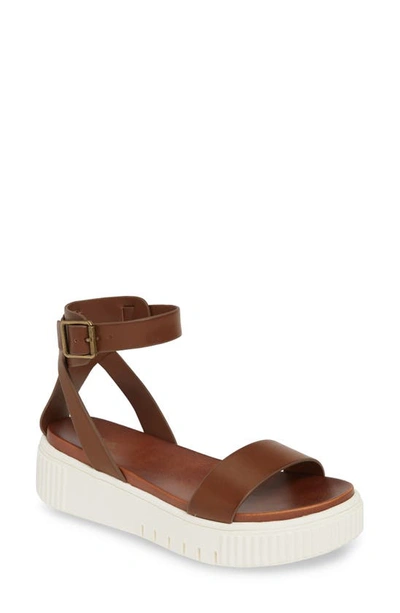 Mia Lunna Womens Faux Leather Ankle Strap Platform Sandals In Cognac