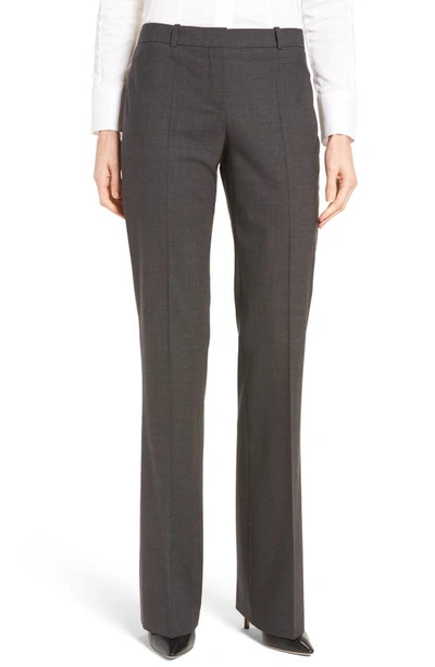 Shop Hugo Boss Tulea3 Tropical Stretch Wool Trousers In Charcoal