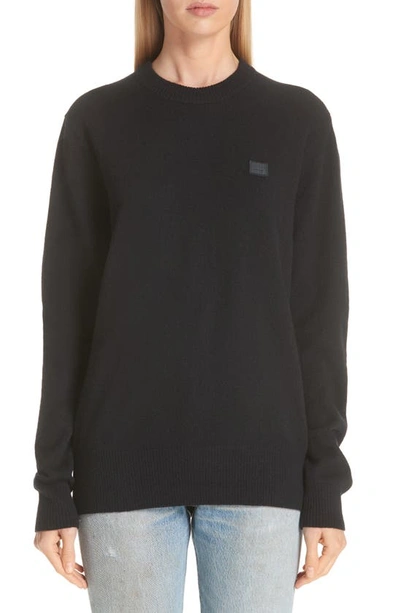 Shop Acne Studios Nalon Unisex Wool Sweater In Black