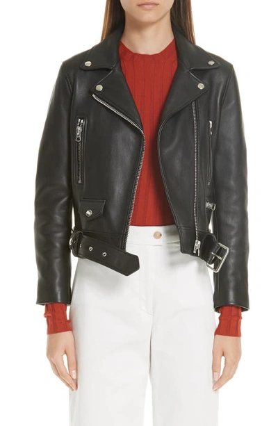 Shop Acne Studios Mock Core Leather Moto Jacket In Black