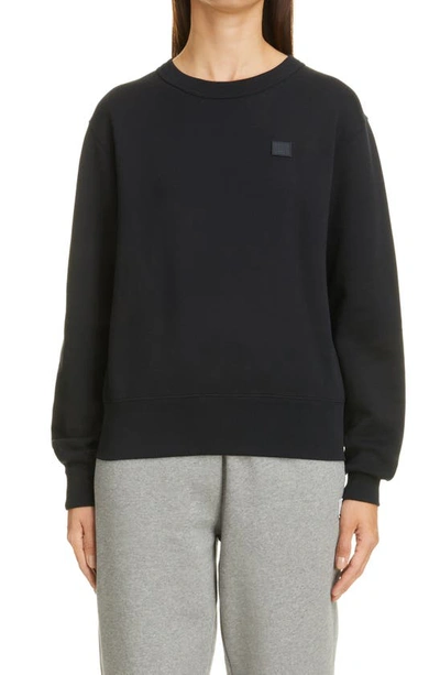Shop Acne Studios Fairah Face Patch Organic Cotton Sweatshirt In Black