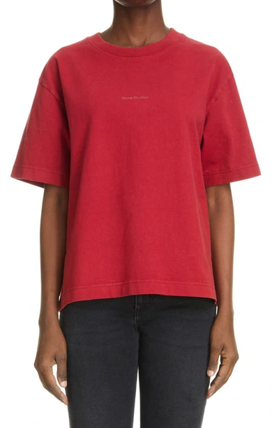 Shop Acne Studios Logo Graphic Cotton Tee In Cherry Red