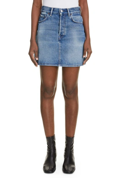 Shop Acne Studios Distressed Denim Miniskirt In Mid Blue