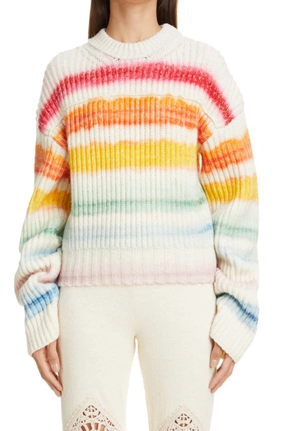 Shop Acne Studios Kelecta Stripe Wool Blend Sweater In White/ Multi