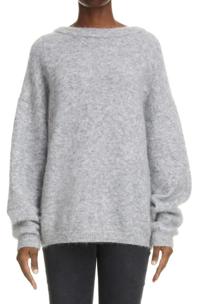 Shop Acne Studios Dramatic Moh Sweater In Cold Grey Melange