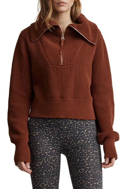 Shop Varley Mentone Half Zip Sweater In Tortoise Shell