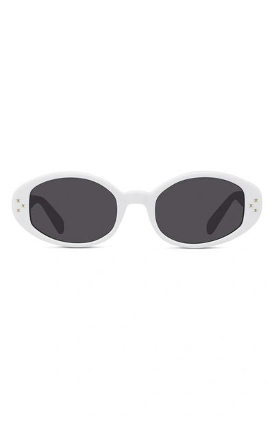 Shop Celine 52mm Triomphe Dot Oval Sunglasses In Ivory / Smoke