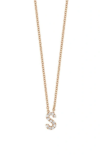 Shop Bony Levy 18k Gold Pavé Diamond Initial Pendant Necklace In Rose Gold - S