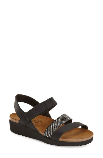 Naot Krista Womens Leather Embellished Platform Sandals In Black Leather