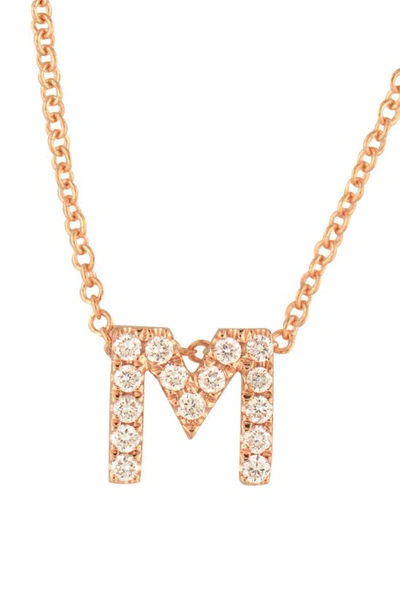 Shop Bony Levy 18k Gold Pavé Diamond Initial Pendant Necklace In Rose Gold - M