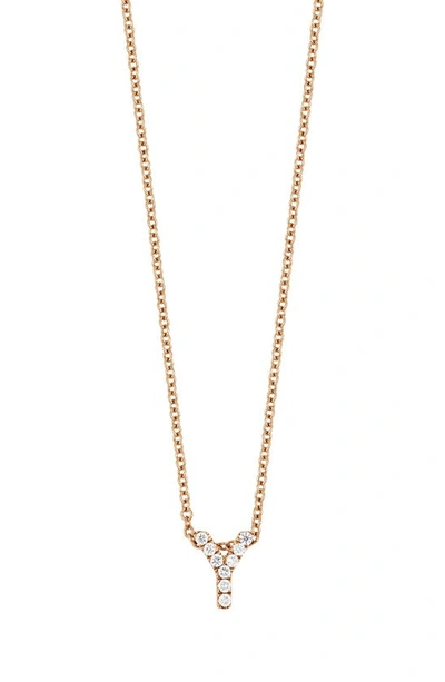 Shop Bony Levy 18k Gold Pavé Diamond Initial Pendant Necklace In Rose Gold - Y