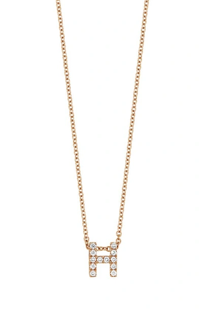 Shop Bony Levy 18k Gold Pavé Diamond Initial Pendant Necklace In Rose Gold - H