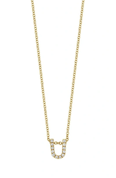 Shop Bony Levy 18k Gold Pavé Diamond Initial Pendant Necklace In Yellow Gold - U