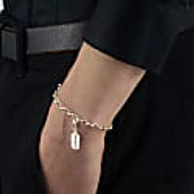 True Rocks Sterling Silver Belcher Bracelet With Mini Razor Blade Charm In Belcher