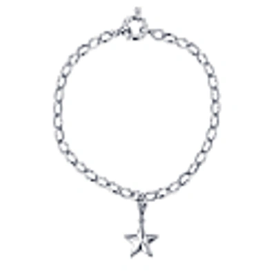 True Rocks Sterling Silver Belcher Bracelet With Mini Razor Blade Charm In Belcher