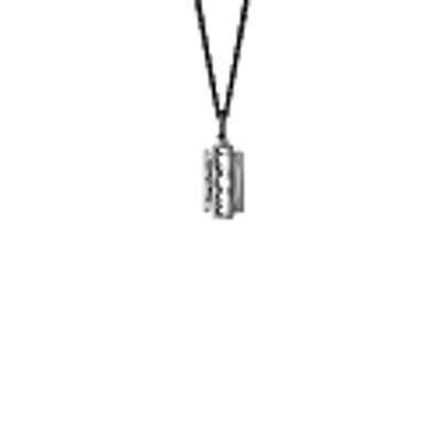 True Rocks Gun Metal Grey Sterling Silver Mini Razor Blade Charm On Hoop In On