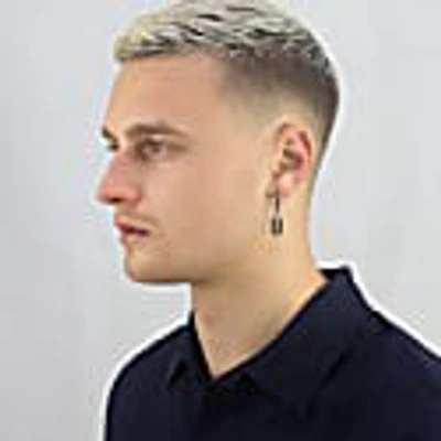 True Rocks Gun Metal Grey Sterling Silver Mini Razor Blade Charm On Hoop In On