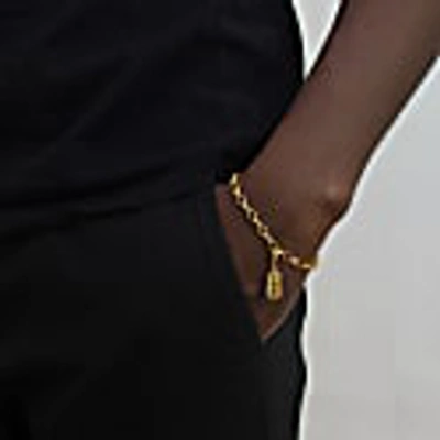 True Rocks 18kt Gold Plated Belcher Bracelet With Mini Razor Blade Charm In Belcher