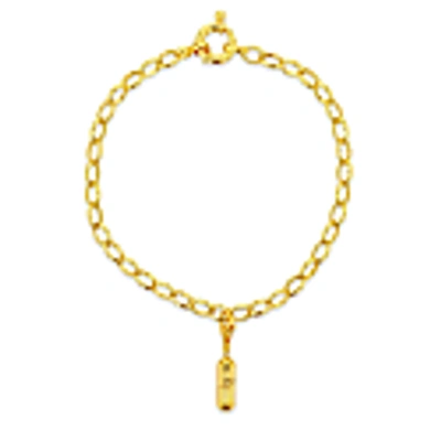 True Rocks 18kt Gold Plated Belcher Bracelet With Mini Razor Blade Charm In Belcher