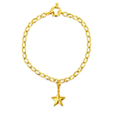 True Rocks 18kt Gold Plated Belcher Bracelet With Mini Razor Blade Charm In Belcher
