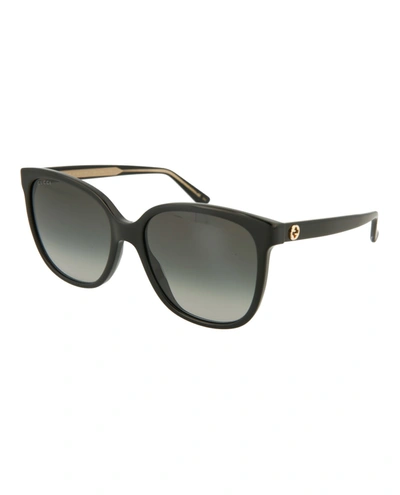 Shop Gucci Round/oval Sunglasses In Black