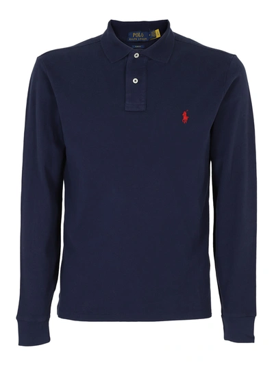 Shop Polo Ralph Lauren Long-sleeved Polo Shirt In Dark Blue