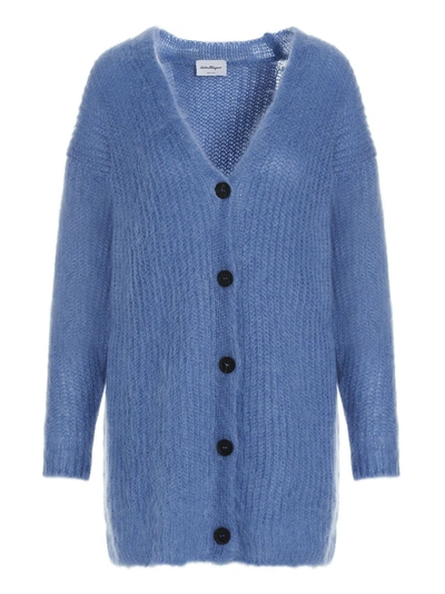 Shop Ferragamo Salvatore  Knit Buttoned Cardigan In Blue
