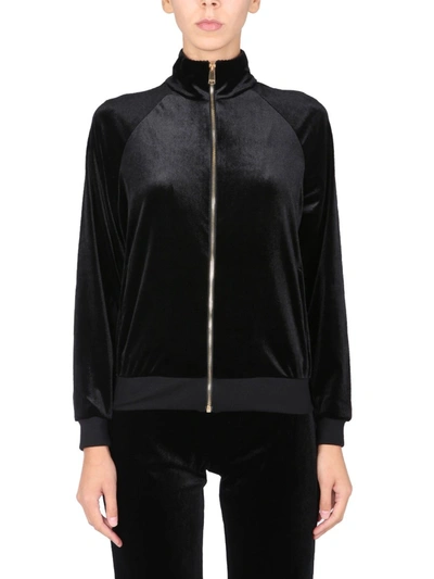 Shop Versace Greca Trimmed Track Jacket In Black