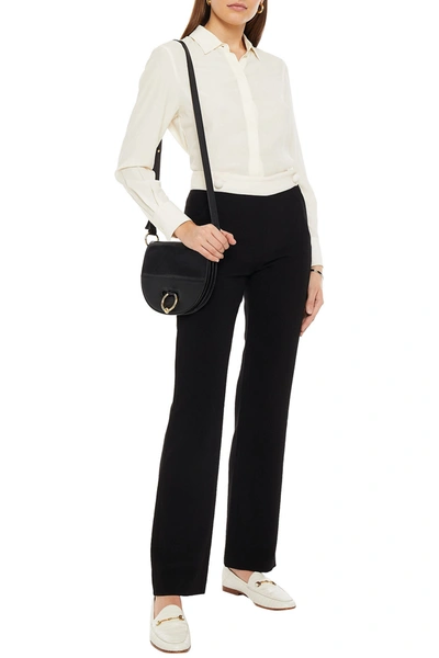 Shop See By Chloé Two-tone Crepe Straight-leg Pants In Black