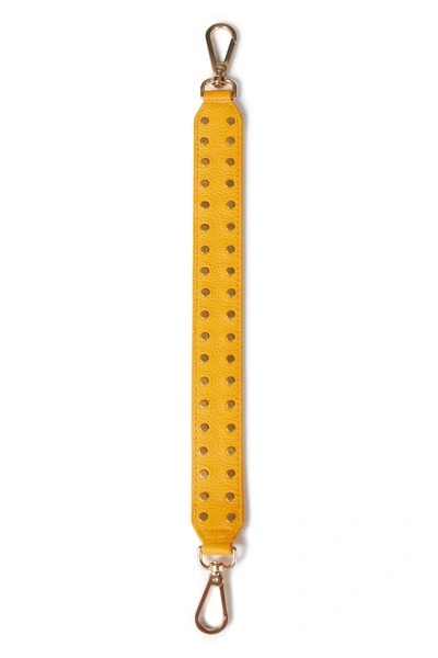 See By Chloé Studded Pebbled-leather Keychain In Marigold