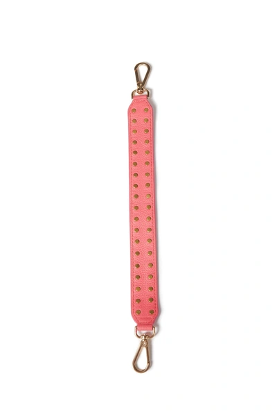 See By Chloé Studded Pebbled-leather Keychain In Bubblegum