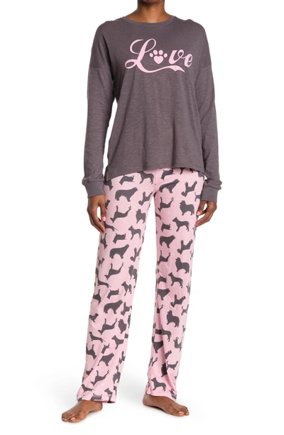 Cozy Zoe Love Dogs Long Sleeve Top Pants 2 piece Pajama Set In Pink ModeSens