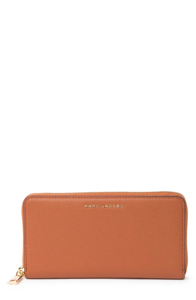 Textured Leather Continental Wallet In Smoked Almond