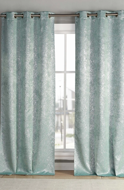 Shop Duck River Textile Maddie Metallic Specks Blackout Curtains In Robins Egg Blue