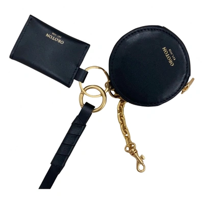 Pre owned Leather Bag Charm In Black