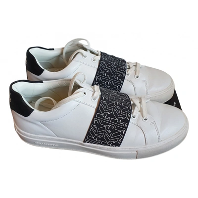 Pre-owned Karl Lagerfeld Leather Low Trainers In White