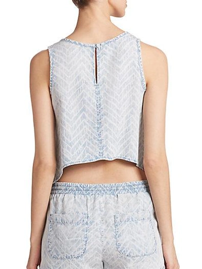 Shop Bella Dahl Hi-lo Chambray Tank Top In Tribal Chivron Wash