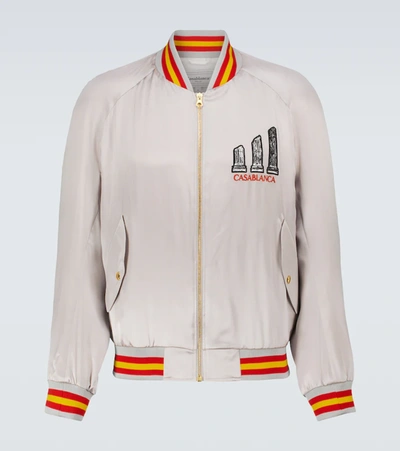 Shop Casablanca Embroidered Souvenir Jacket In Grey