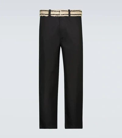 Shop Adish Belted Cotton Pants In Black