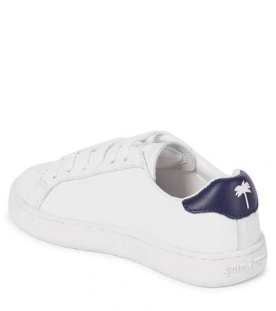 Shop Palm Angels Leather Sneakers In White Navy